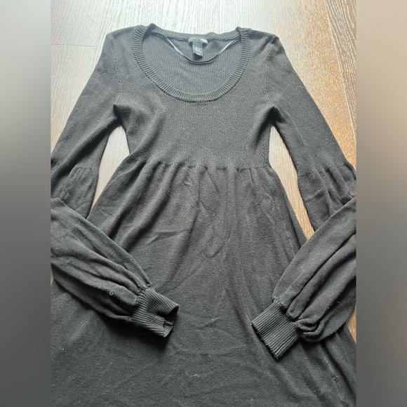 Black Puffy Long Sleeve Mini Sweater Dress Small H&M - Picture 3 of 7